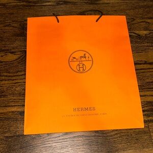 AUTHENTIC LARGE HERMES BAG WITH RIBBON. 18.5 x 16.5 x 7 INCHES